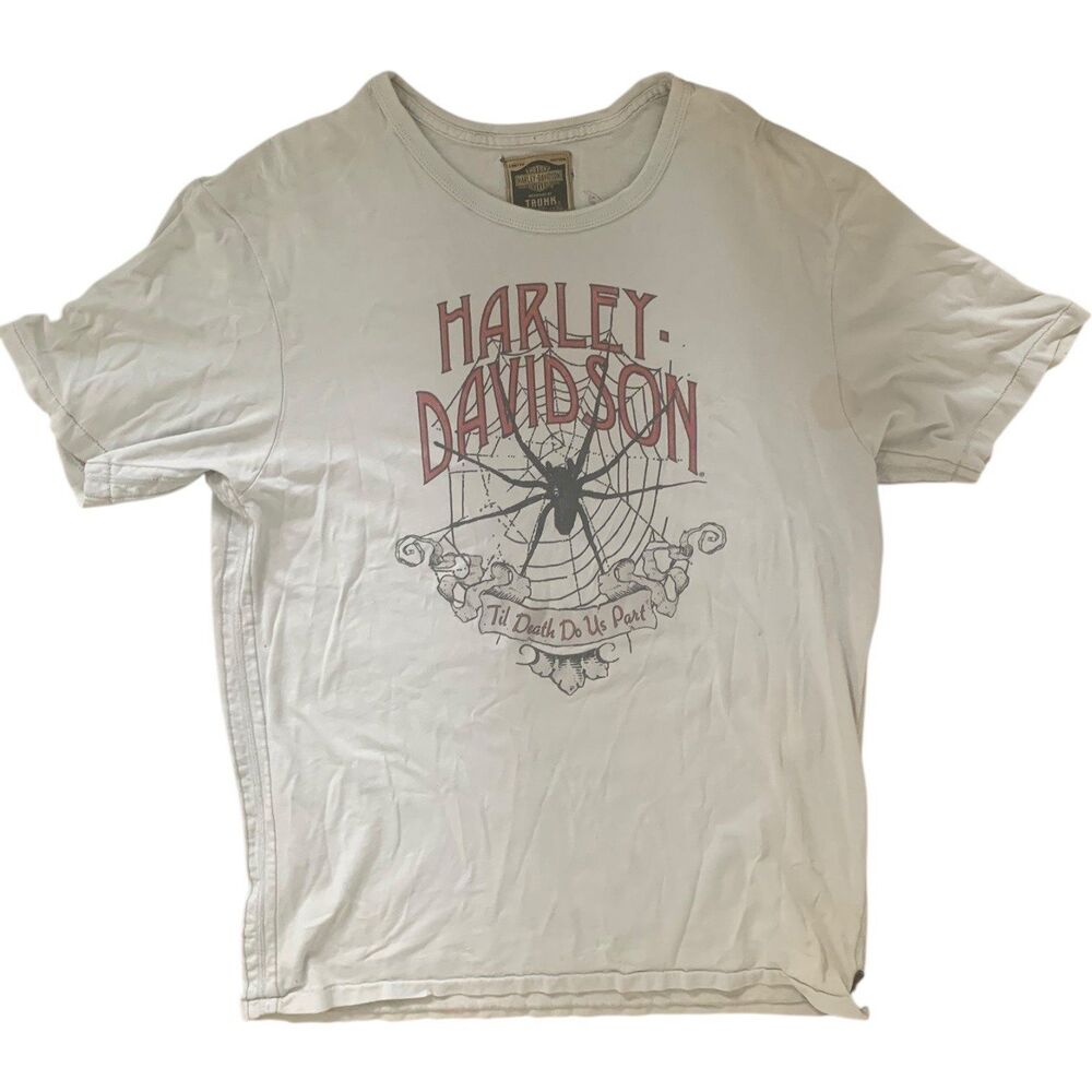TRUNK X HARLEY-DAVIDSON Thrashed Limited Edition Tee Stained Holes Paper Thin Lg
